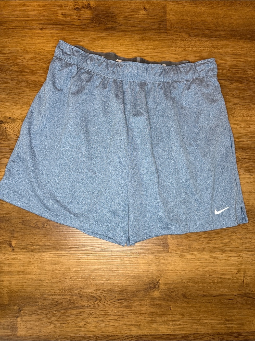 Nike Light Blue Athletic Shorts with White Swoosh